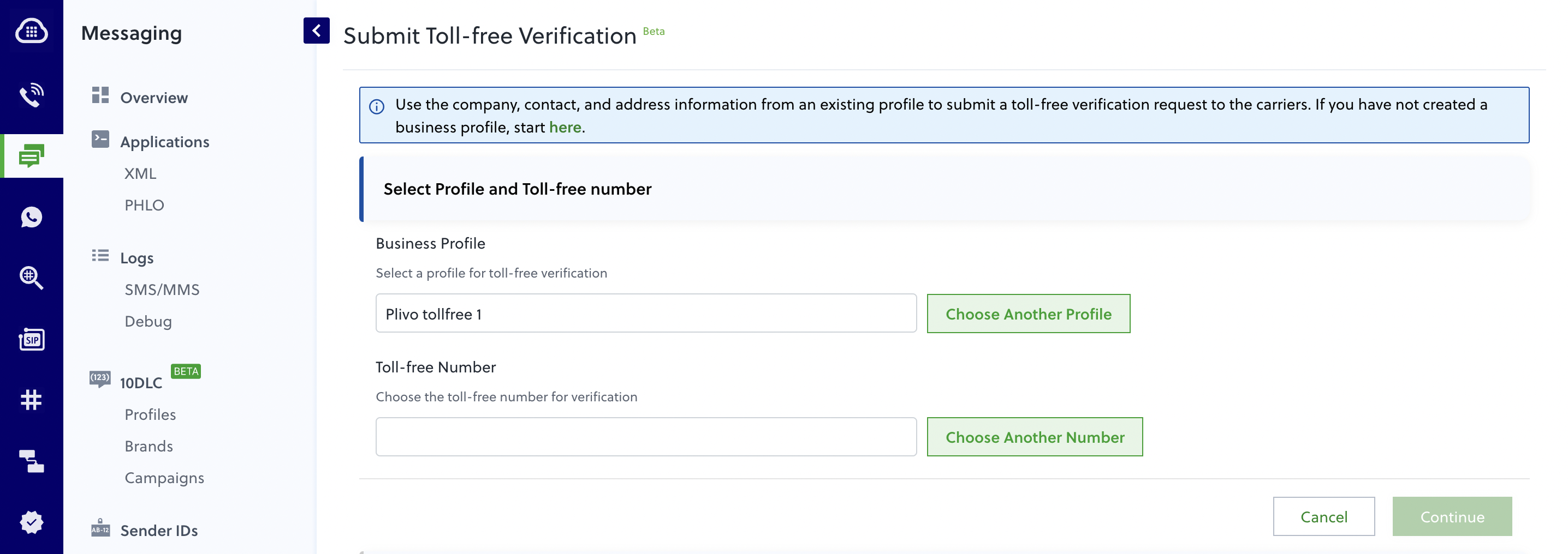 Initiate a toll-free verification request